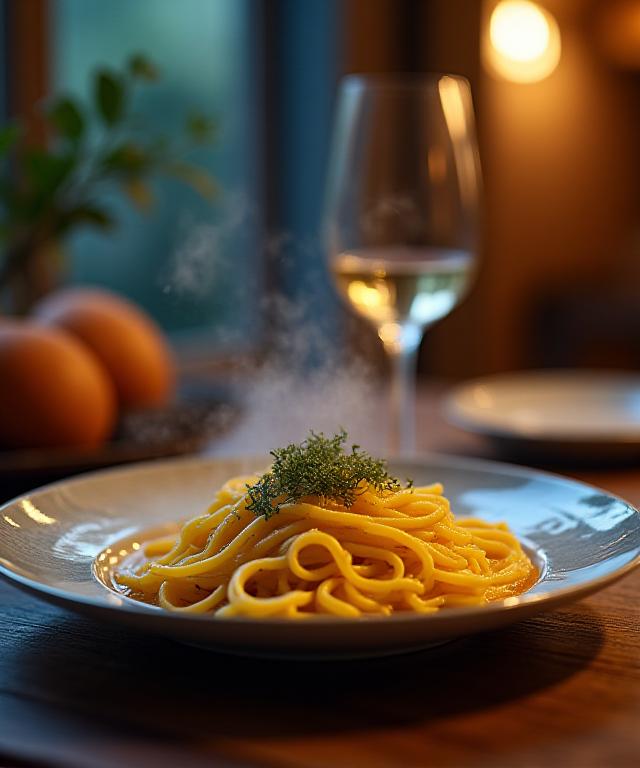 Pasta romana servita in una trattoria tradizionale